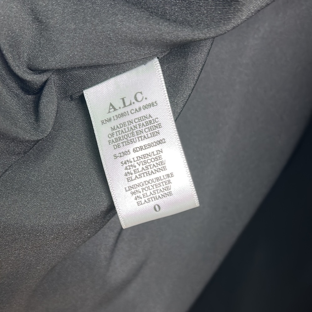 A.L.C Nora off shoulder linen ruffle ruched mid-calf little black dress - Picture 10 of 13